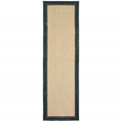8' Beige And Black Indoor Outdoor Area Rug HomeRoots