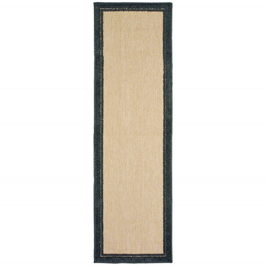 8' Beige And Black Indoor Outdoor Area Rug