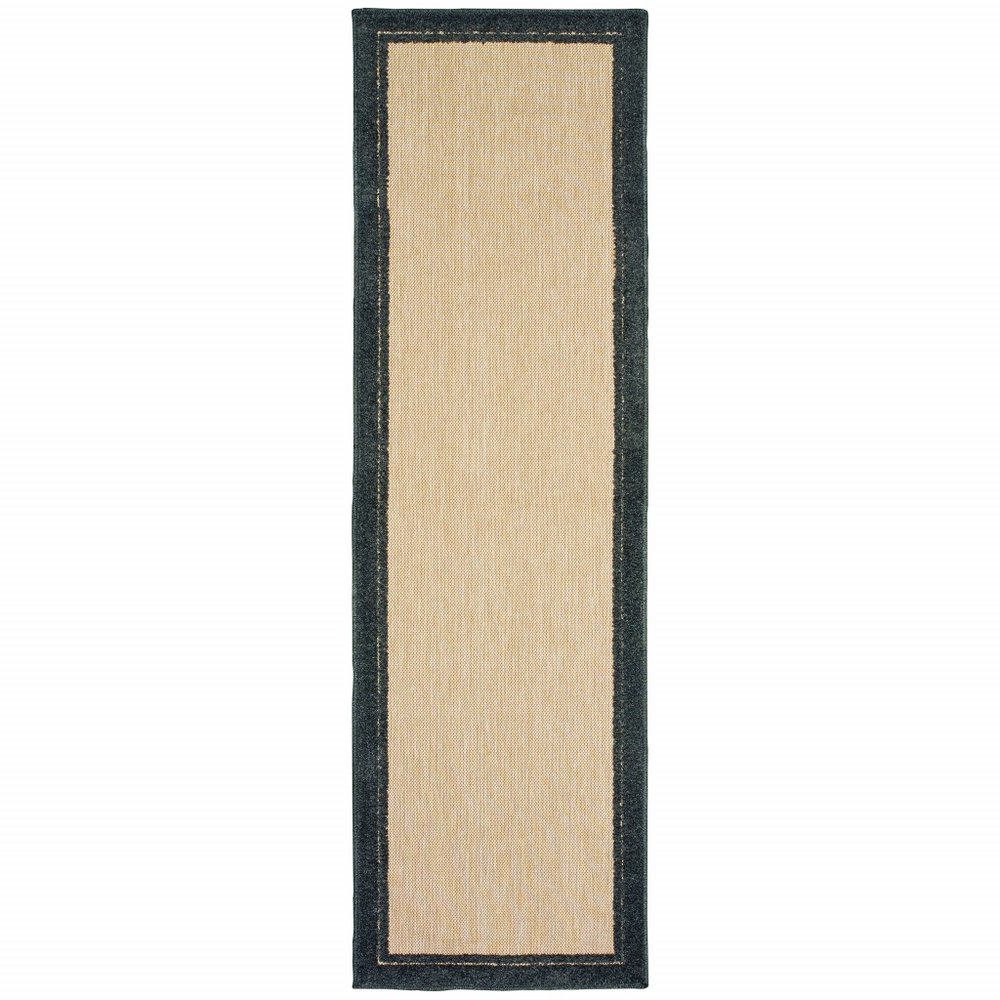 8' Beige And Black Indoor Outdoor Area Rug