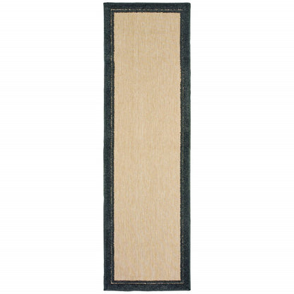 8' Beige And Black Indoor Outdoor Area Rug