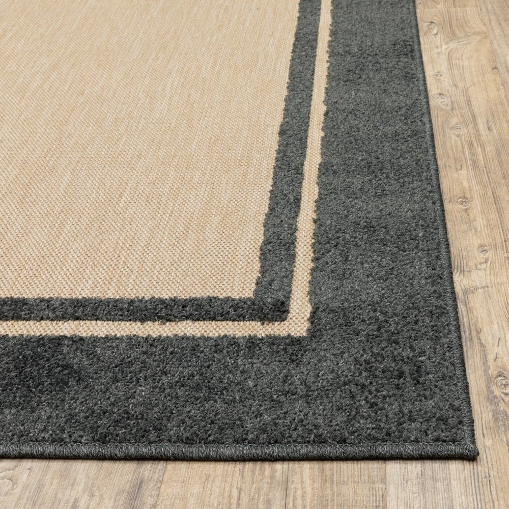 8' Beige And Black Indoor Outdoor Area Rug — view 3