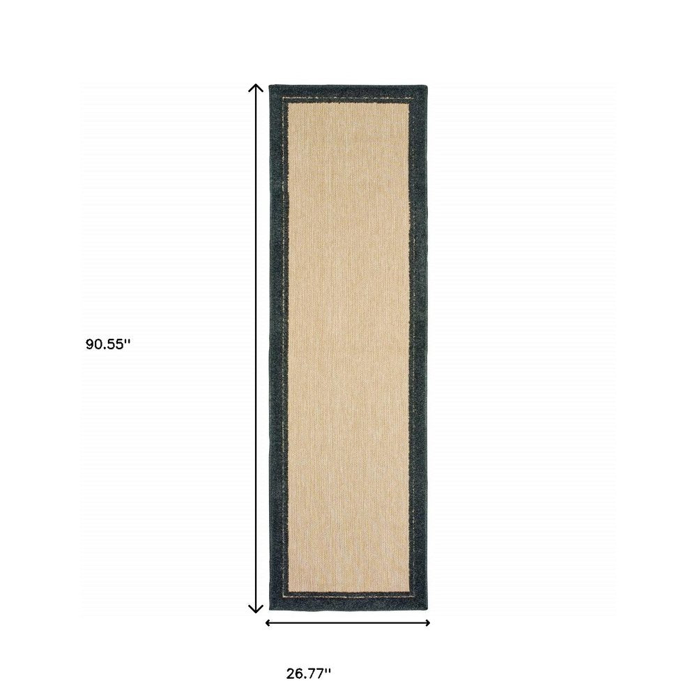 8' Beige And Black Indoor Outdoor Area Rug HomeRoots