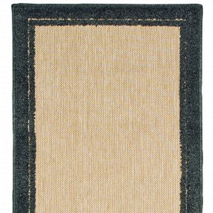 8' Beige And Black Indoor Outdoor Area Rug HomeRoots