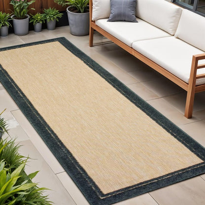 8' Beige And Black Indoor Outdoor Area Rug HomeRoots