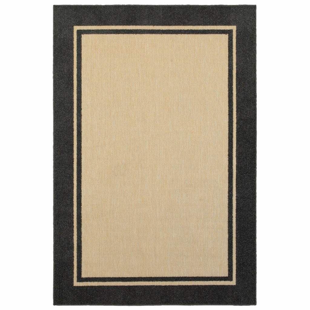 Beige and Black Indoor Outdoor Area Rug - 1" (L) x 153" (W) x 118" (H)