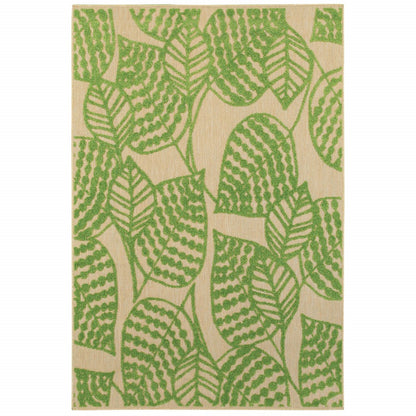 Green Floral Indoor Outdoor Area Rug - 1" (L) x 64" (W) x 46" (H)