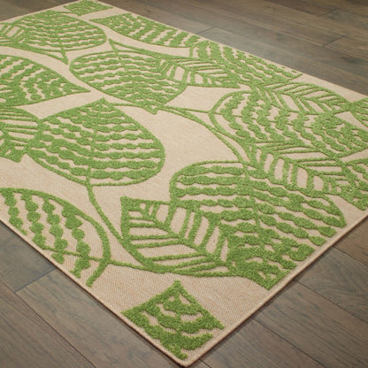 Green Floral Indoor Outdoor Area Rug - 1" (L) x 114" (W) x 78" (H)