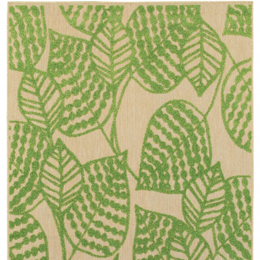 Green Floral Indoor Outdoor Area Rug - 1" (L) x 129" (W) x 94" (H)