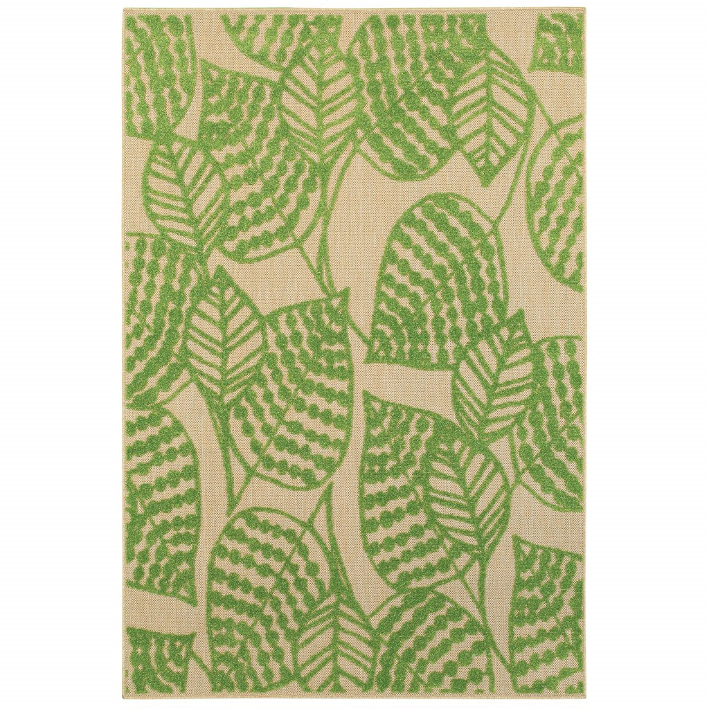 Green Floral Indoor Outdoor Area Rug - 1" (L) x 153" (W) x 118" (H)