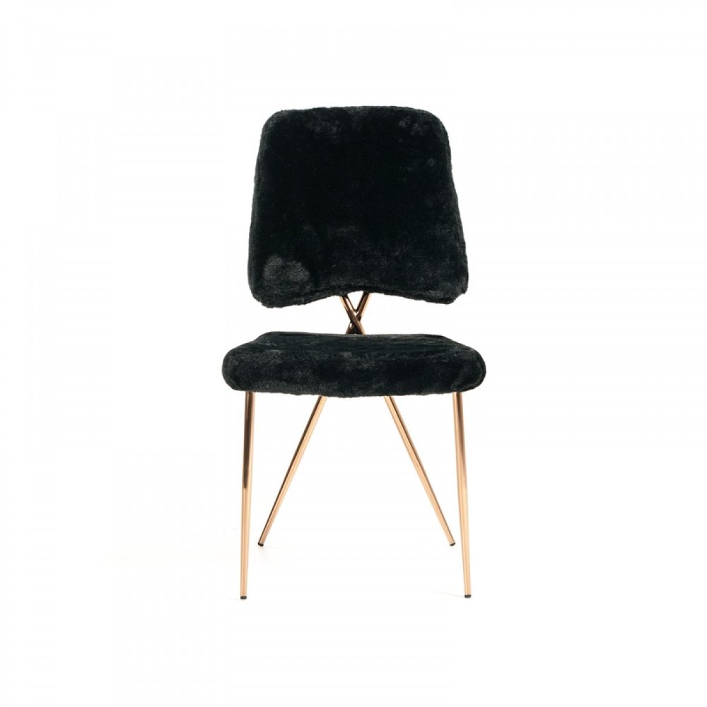 Set of Two Black and Gold Upholstered Fabric Dining Side Chairs HomeRoots