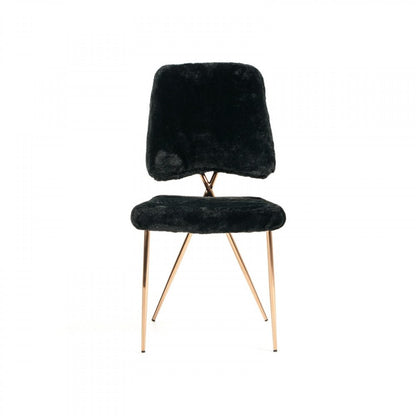 Set of Two Black and Gold Upholstered Fabric Dining Side Chairs HomeRoots