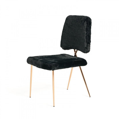 Set of Two Black and Gold Upholstered Fabric Dining Side Chairs HomeRoots
