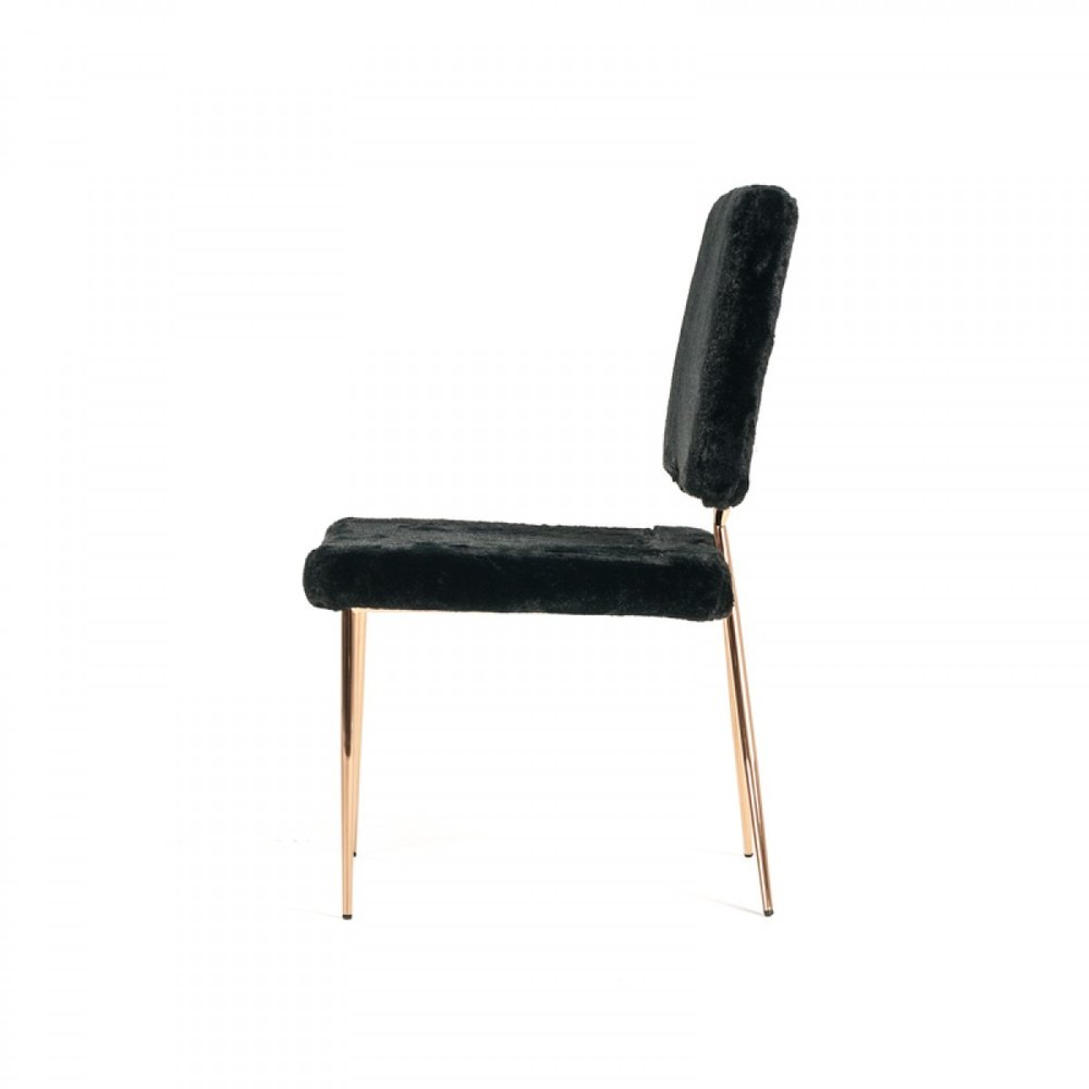 Set of Two Black and Gold Upholstered Fabric Dining Side Chairs HomeRoots
