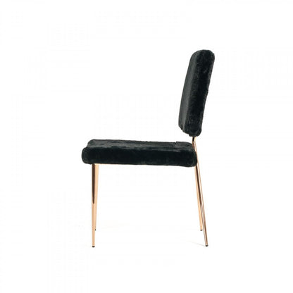 Set of Two Black and Gold Upholstered Fabric Dining Side Chairs HomeRoots