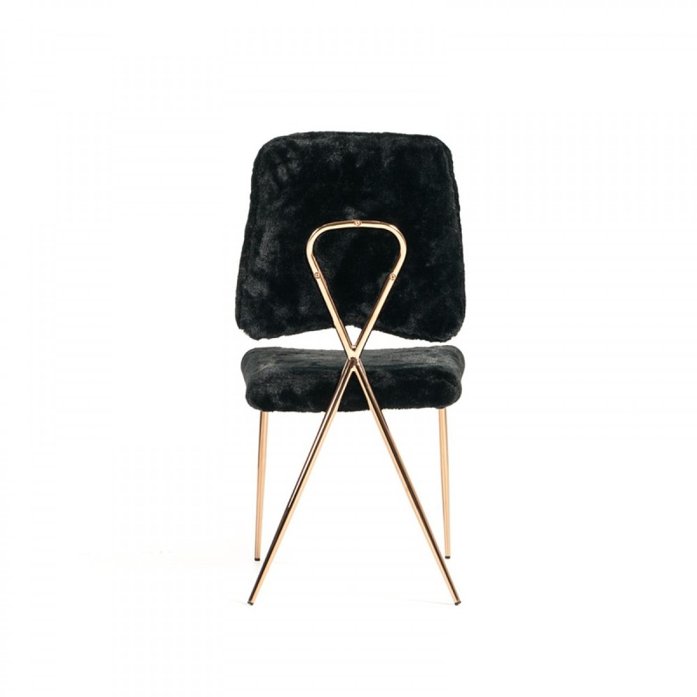 Set of Two Black and Gold Upholstered Fabric Dining Side Chairs HomeRoots