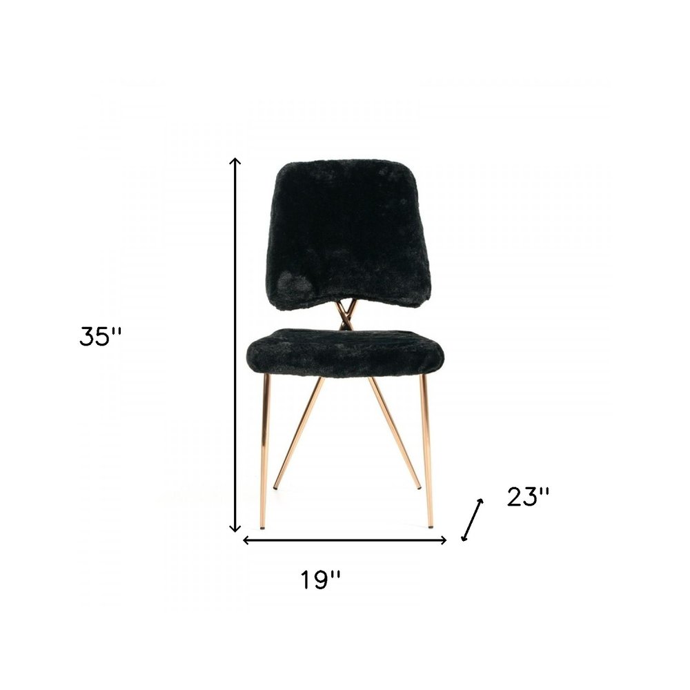 Set of Two Black and Gold Upholstered Fabric Dining Side Chairs HomeRoots