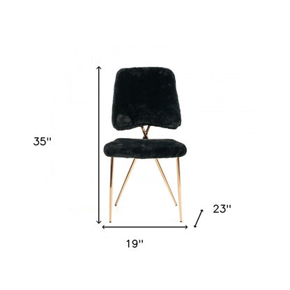 Set of Two Black and Gold Upholstered Fabric Dining Side Chairs HomeRoots