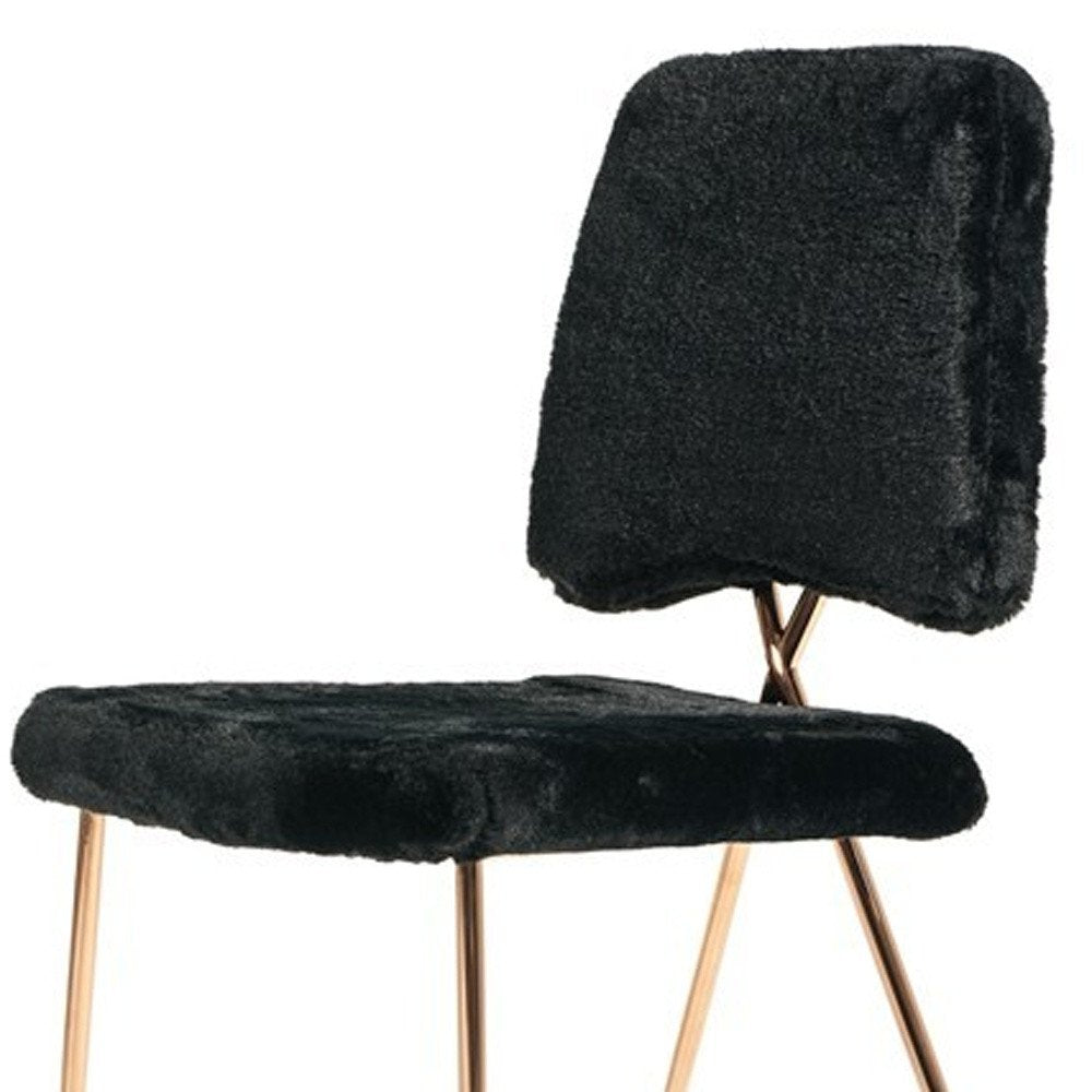 Set of Two Black and Gold Upholstered Fabric Dining Side Chairs HomeRoots