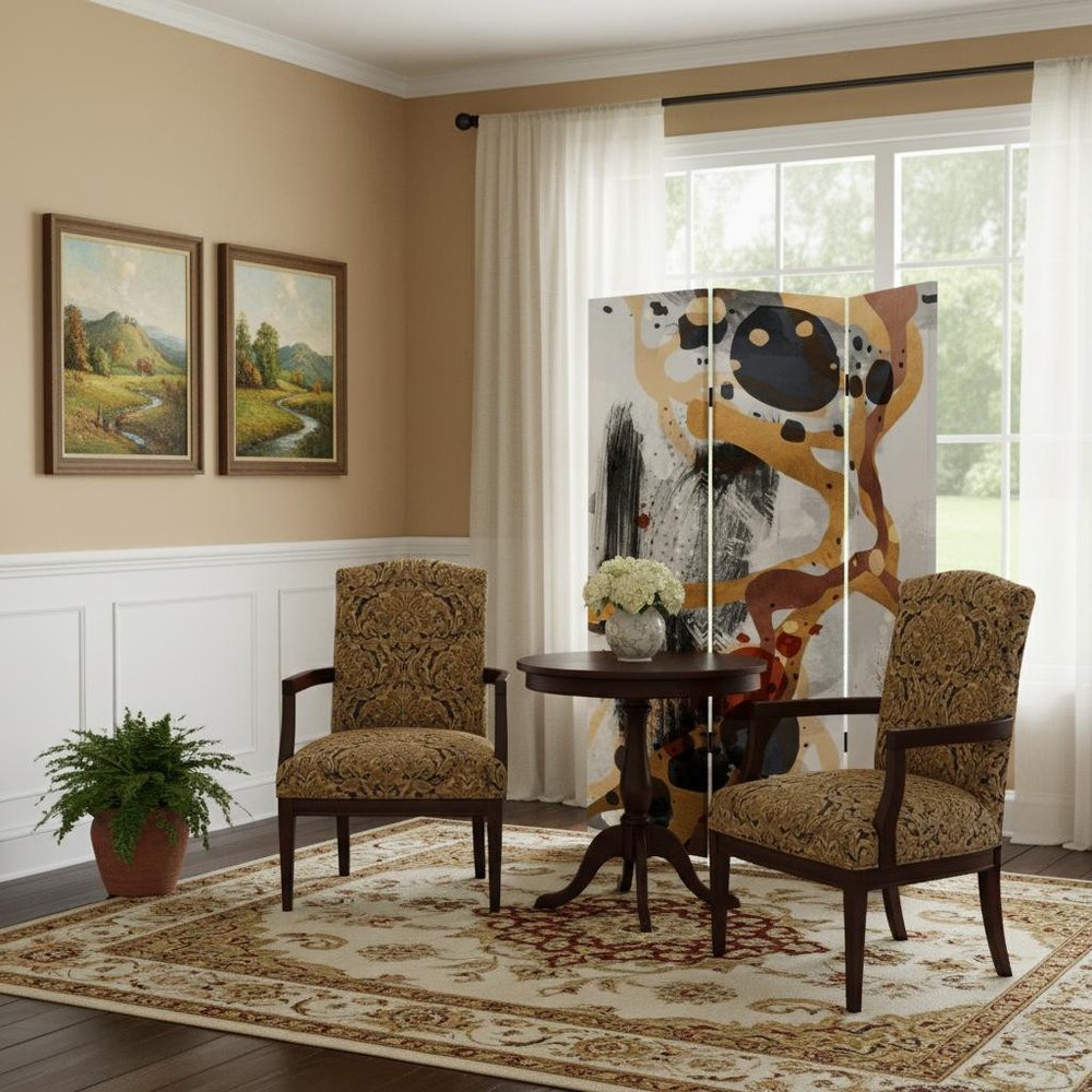 72" Black And White Canvas Folding Three Panel Screen Room Divider HomeRoots