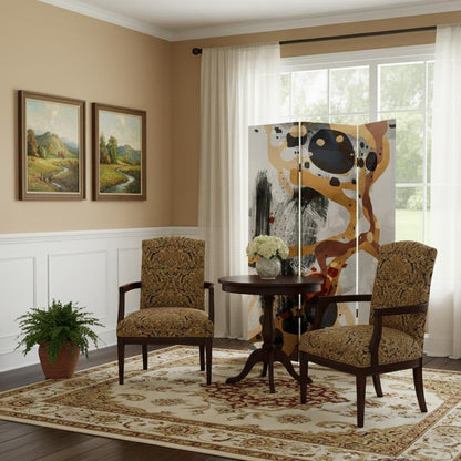 72" Black And White Canvas Folding Three Panel Screen Room Divider HomeRoots