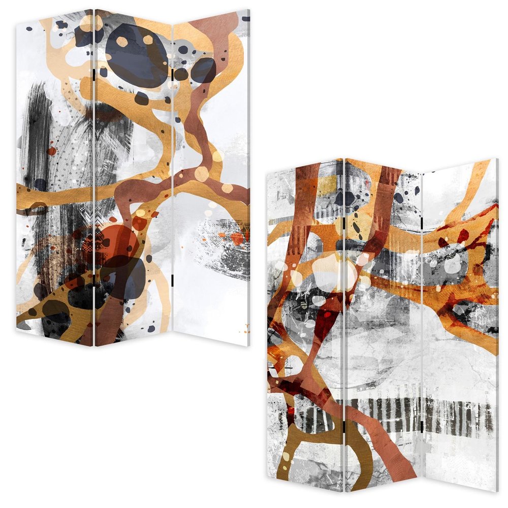 72" Black And White Canvas Folding Three Panel Screen Room Divider HomeRoots