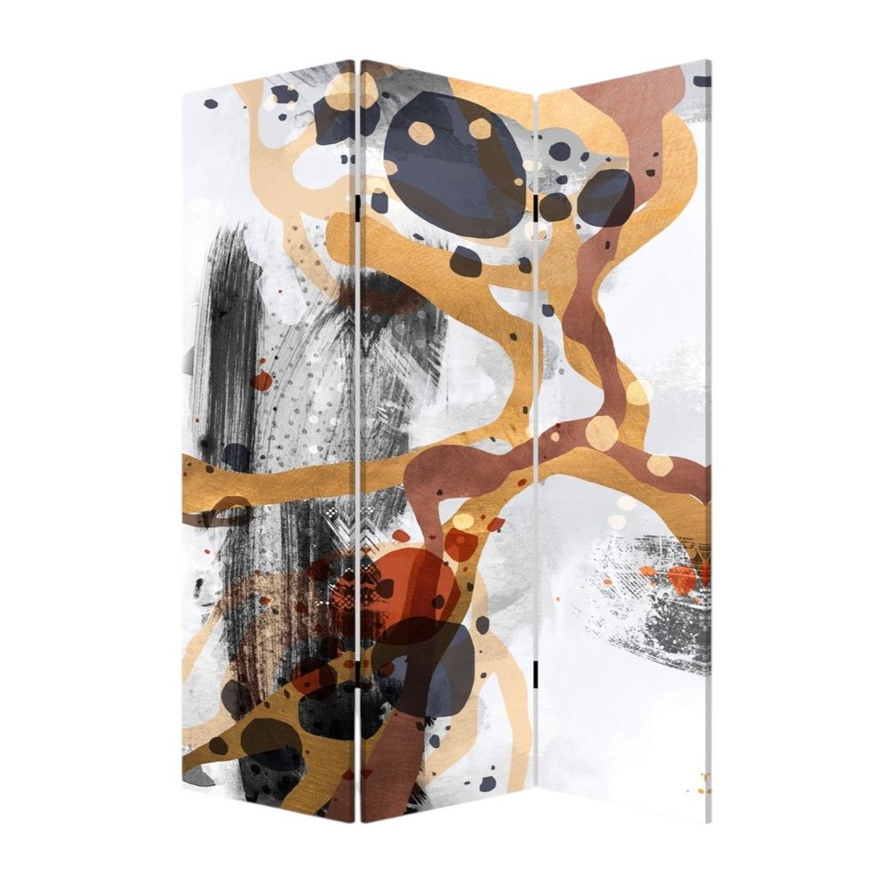 72" Black And White Canvas Folding Three Panel Screen Room Divider HomeRoots
