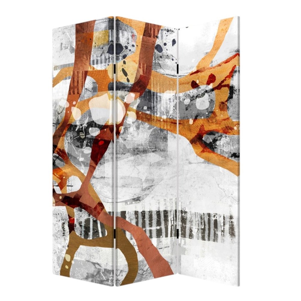 72" Black And White Canvas Folding Three Panel Screen Room Divider HomeRoots