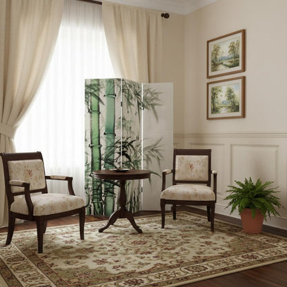 72" Green And White Canvas Folding Three Panel Screen Room Divider HomeRoots