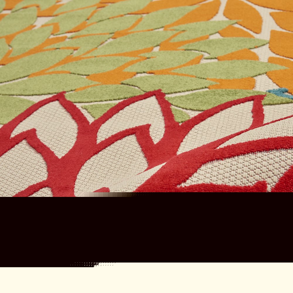 6' Runner Ivory Blue and Orange Floral Indoor Outdoor Area Rug HomeRoots