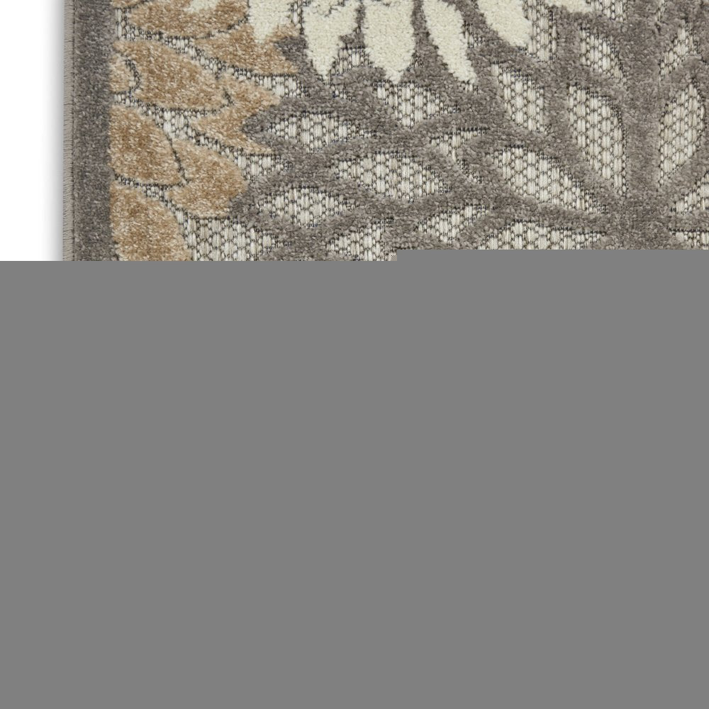 6' Gray And Ivory Floral Indoor Outdoor Area Rug — view 10