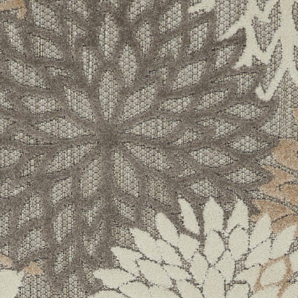 6' Gray And Ivory Floral Indoor Outdoor Area Rug HomeRoots
