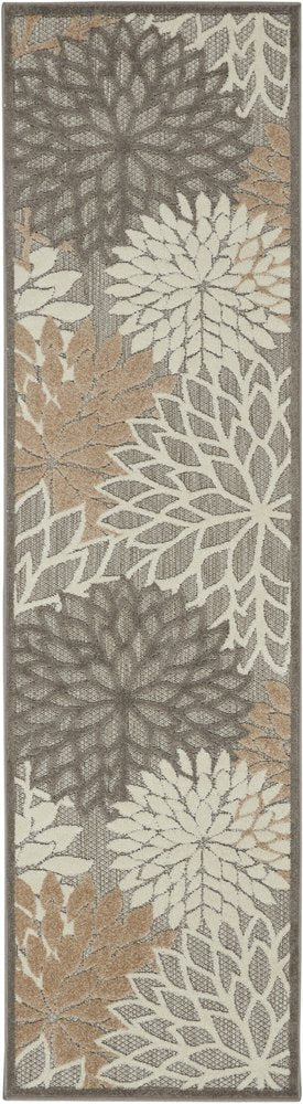 6' Gray And Ivory Floral Indoor Outdoor Area Rug — view 2