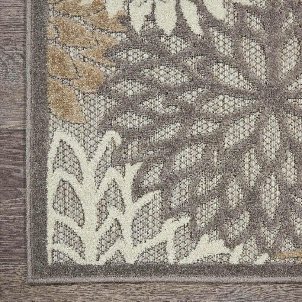 6' Gray And Ivory Floral Indoor Outdoor Area Rug — view 23