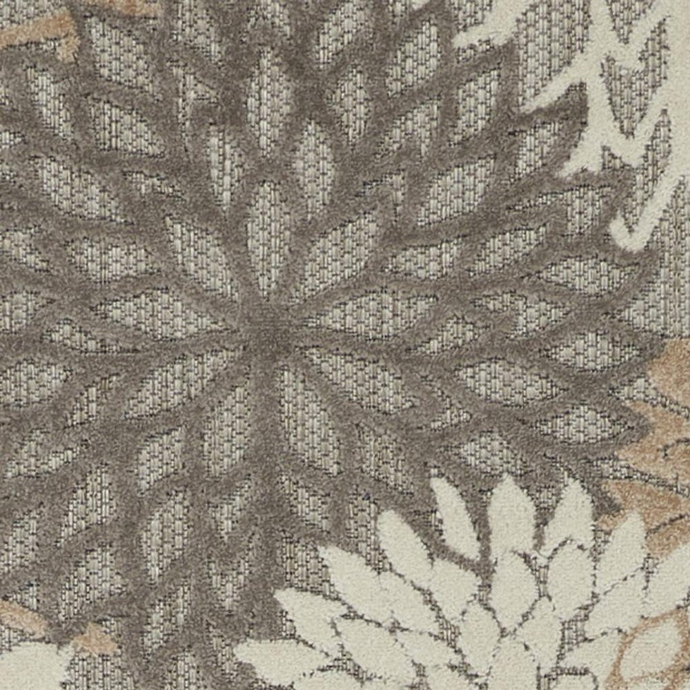 6' Gray And Ivory Floral Indoor Outdoor Area Rug — view 16