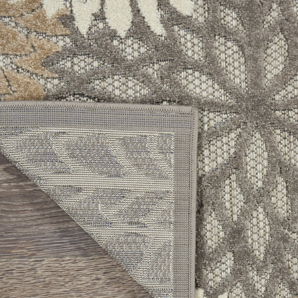 6' Gray And Ivory Floral Indoor Outdoor Area Rug HomeRoots