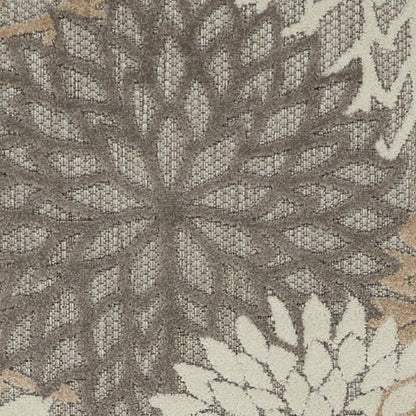 6' Gray And Ivory Floral Indoor Outdoor Area Rug HomeRoots