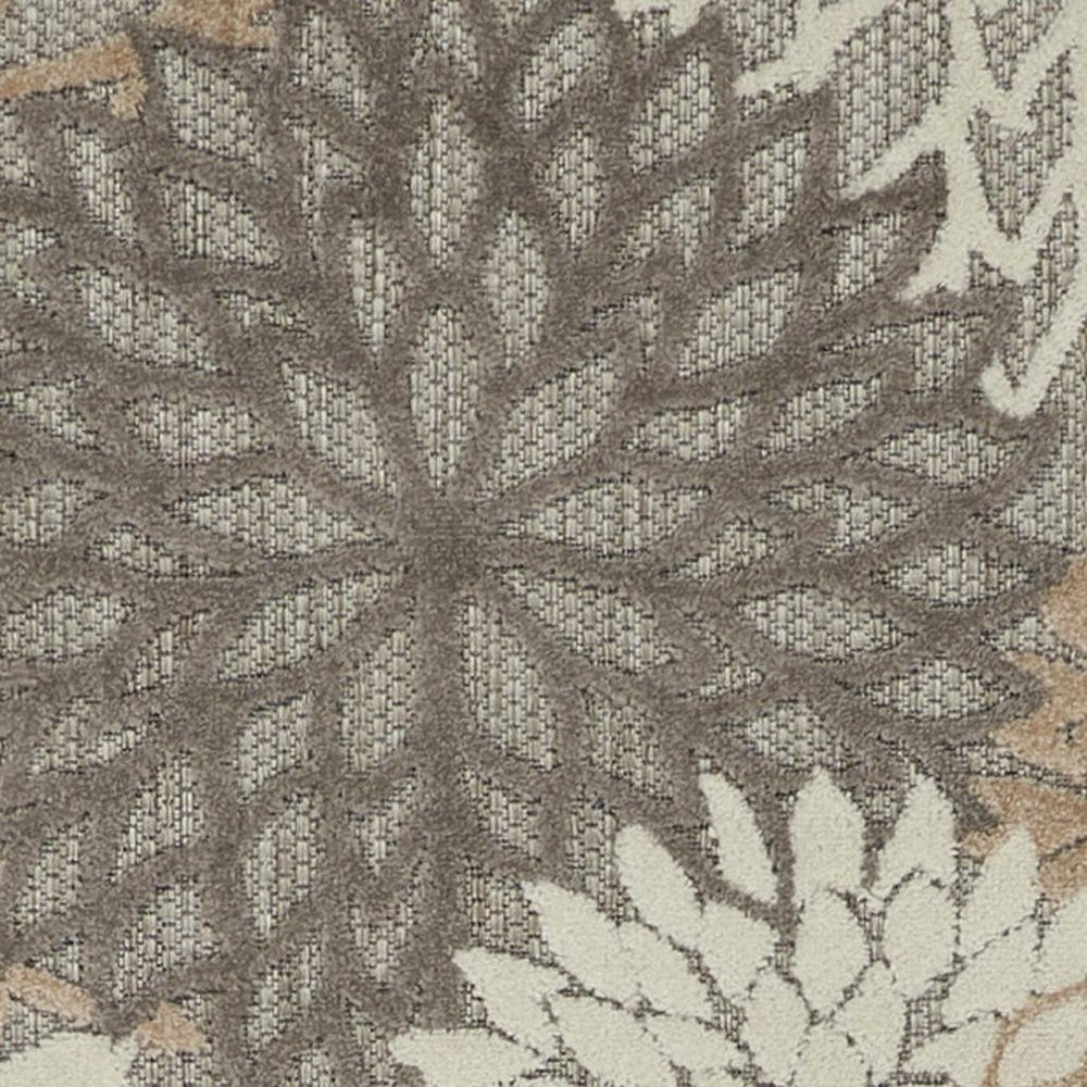 6' Gray And Ivory Floral Indoor Outdoor Area Rug — view 29