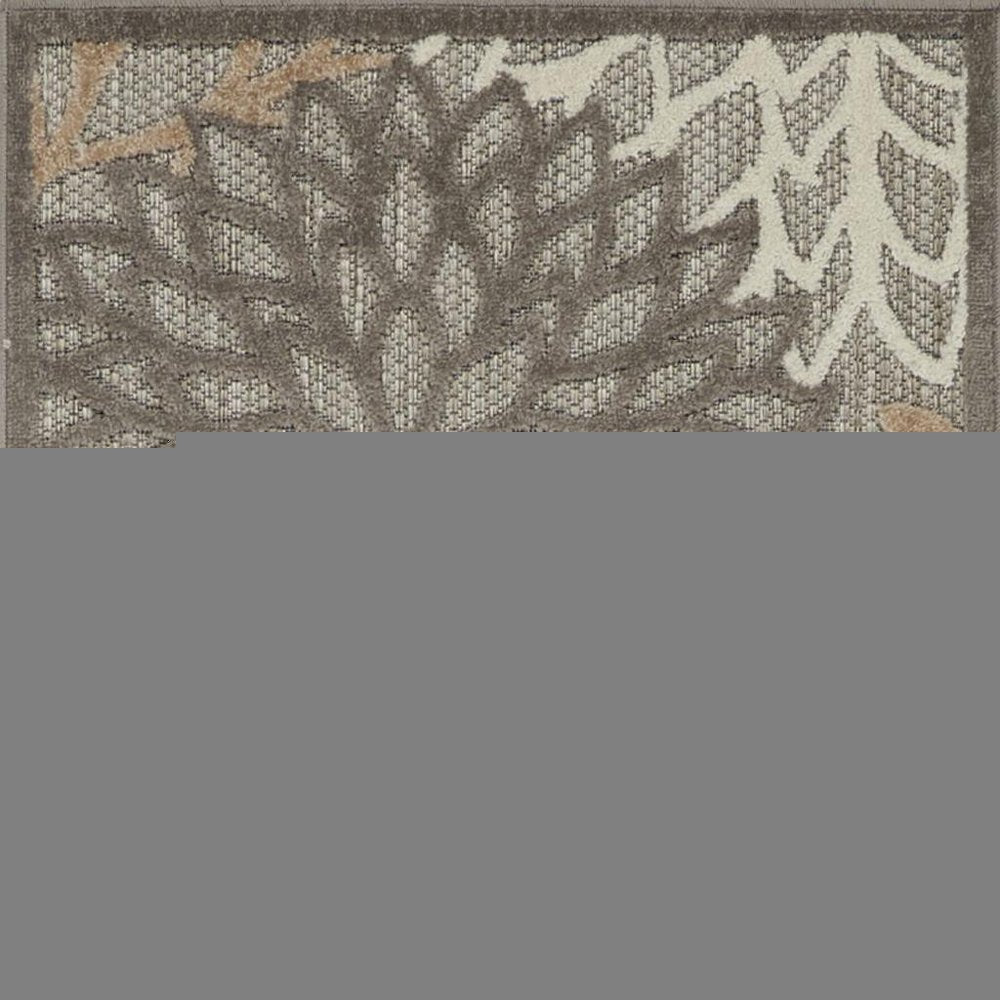 6' Gray And Ivory Floral Indoor Outdoor Area Rug HomeRoots