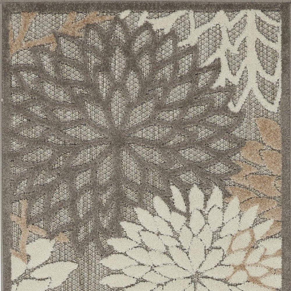 6' Gray And Ivory Floral Indoor Outdoor Area Rug — view 30
