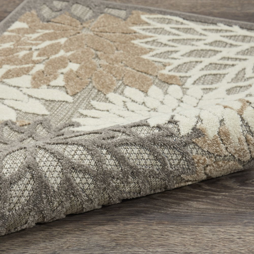 6' Gray And Ivory Floral Indoor Outdoor Area Rug — view 34