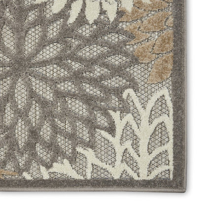 6' Gray And Ivory Floral Indoor Outdoor Area Rug HomeRoots