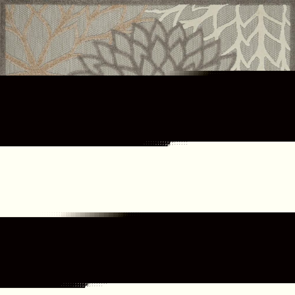 6' Gray And Ivory Floral Indoor Outdoor Area Rug HomeRoots