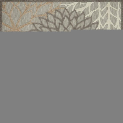 6' Gray And Ivory Floral Indoor Outdoor Area Rug HomeRoots