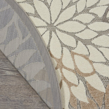 6' Gray And Ivory Floral Indoor Outdoor Area Rug HomeRoots