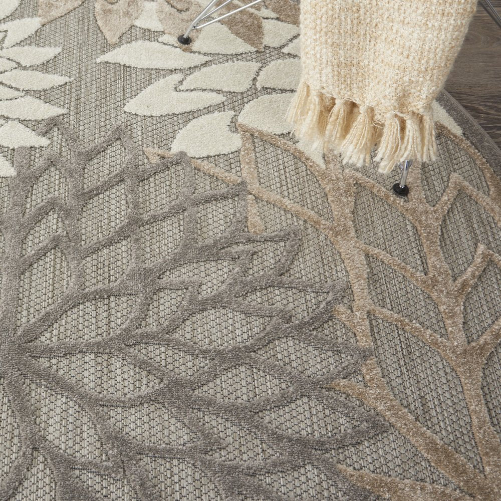 6' Gray And Ivory Floral Indoor Outdoor Area Rug HomeRoots