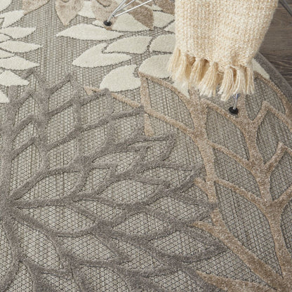6' Gray And Ivory Floral Indoor Outdoor Area Rug HomeRoots
