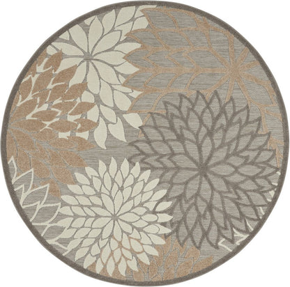 6' Gray And Ivory Floral Indoor Outdoor Area Rug HomeRoots