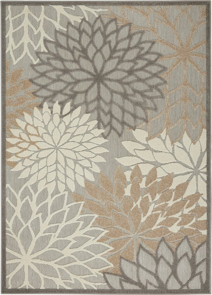 6' Gray And Ivory Floral Indoor Outdoor Area Rug HomeRoots