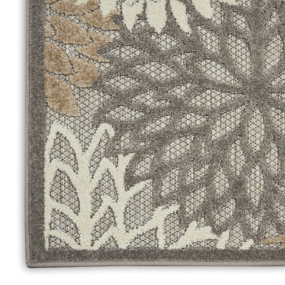 6' Gray And Ivory Floral Indoor Outdoor Area Rug — view 98