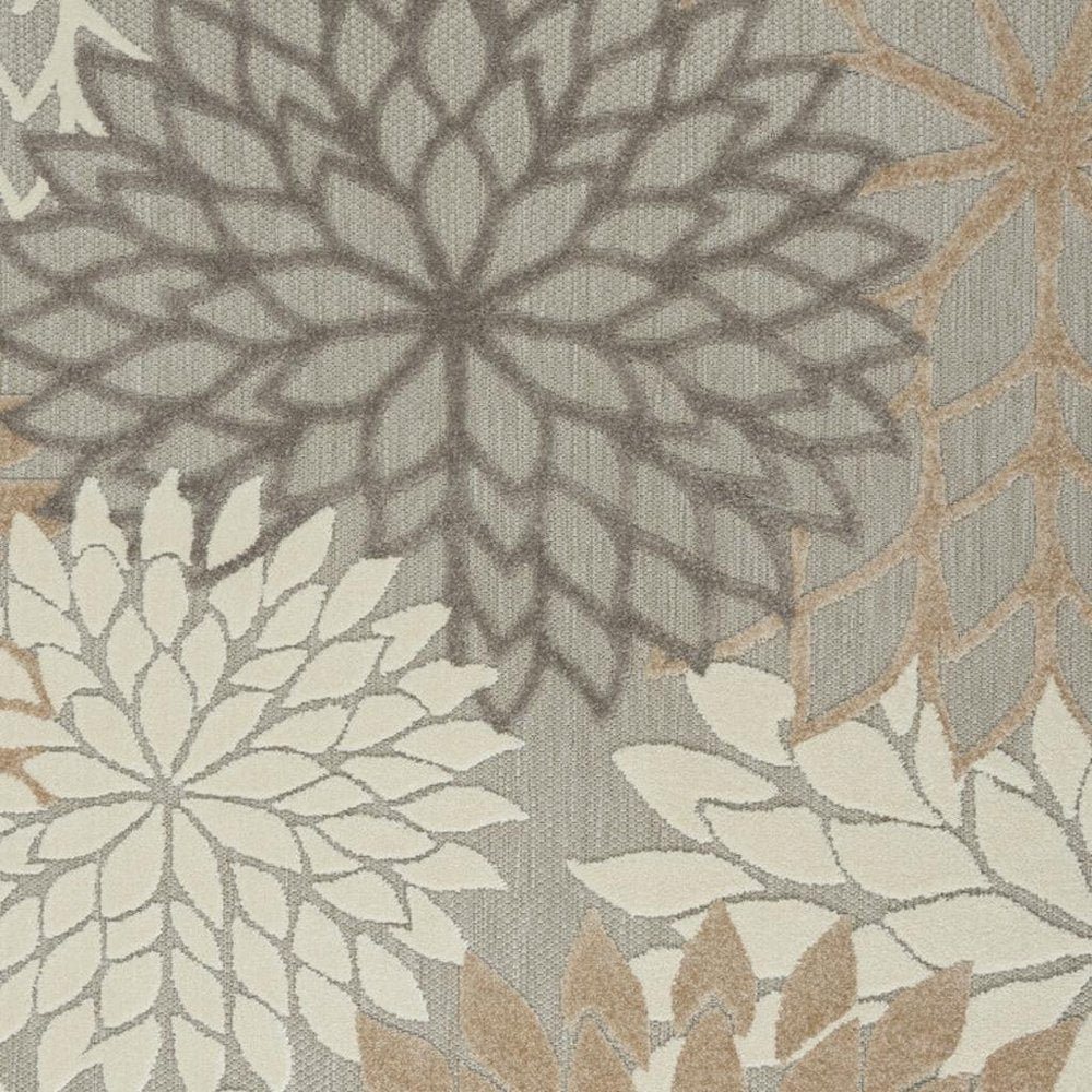 6' Gray And Ivory Floral Indoor Outdoor Area Rug — view 93